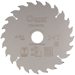 Диск пильный по дереву с тефлоновым покрытием 24Т, CUTOP Profi plus, 185 х 1,3/2,0 х 30/25,4/20/16 мм