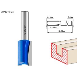 Фреза пазовая прямая 15 x 25 мм, хвостовик 8 мм, ЗУБР
