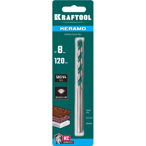 Сверло по керамограниту 8х120 мм, KRAFTOOL  Keramo
