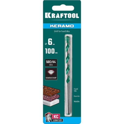 Сверло по керамограниту 6х100 мм, KRAFTOOL  Keramo