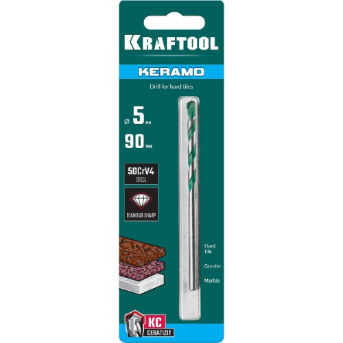 Сверло по керамограниту 5х90 мм, KRAFTOOL  Keramo