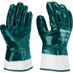 Перчатки с крагой, нитриловое покрытие, защита от нефтепродуктов, XL (10), KRAFTOOL  HYKRAFT Heavy Duty