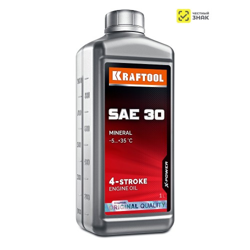 Масло для 4-тактных двигателей минеральное SAE 30, 1 л, KRAFTOOL