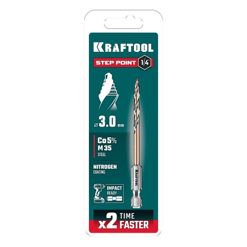 Сверло по металлу d 3,0 х 72 мм, IMPACT READY, KRAFTOOL