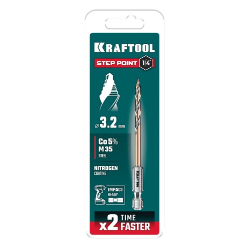 Сверло по металлу d 3,2х75 мм, IMPACT READY, KRAFTOOL STEP POINT