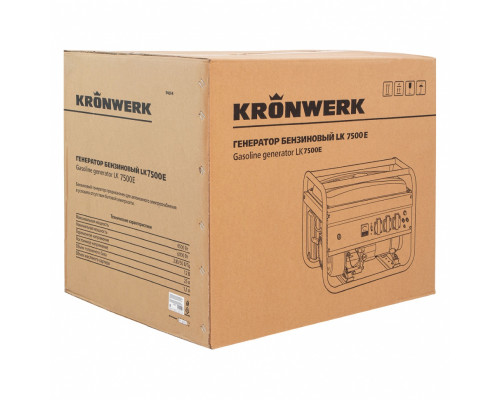 Генератор бензиновый LK 7500E, 6.5 кВт, 230 В, бак 25 л, электростартер Kronwerk