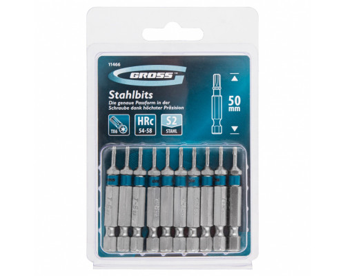 Бита Torx 6 х 50, сталь S2, 10 шт. Gross