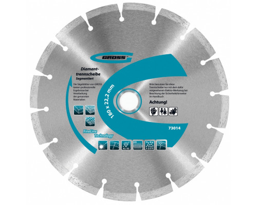 Диск алмазный, 180 х 22.2 мм, сегментный, упорядоченный алмаз, сухая резка Gross
