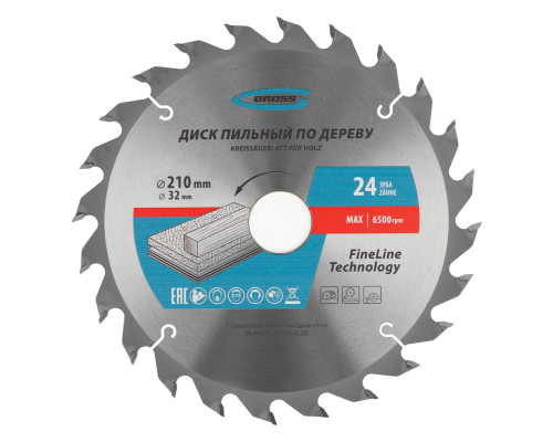 Пильный диск по дереву 210 x 32/30 x 24Т Gross