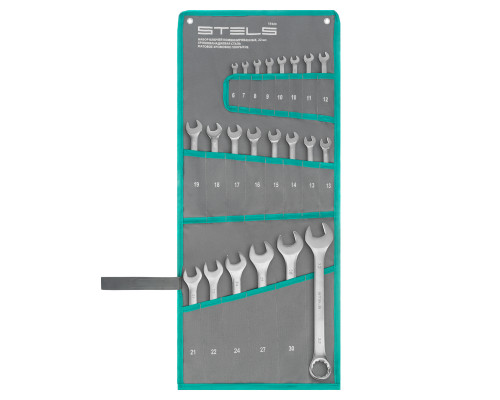 Набор ключей комбинированных 6-32 мм, 22 шт, CrV, матовый хром Stels