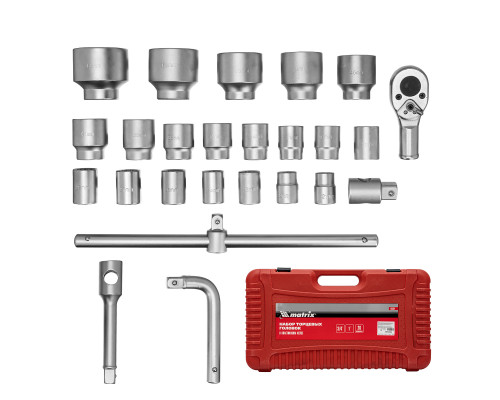 Набор торцевых головок 3/4'–1', головки 21 х 65 мм, 26 предметов, в пласт. боксе Matrix