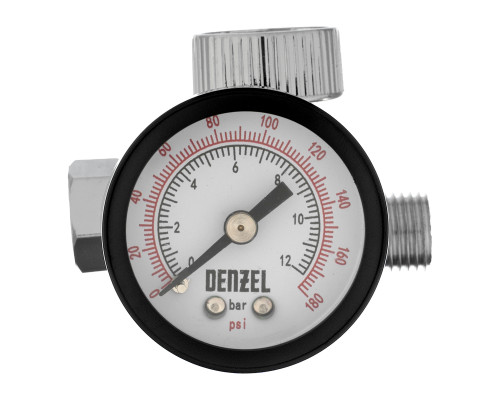 Регулятор давления с манометром для краскораспылителя K1500, 12 бар, 1/4' Denzel