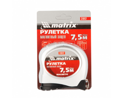 Рулетка Magnetic,7,5 м х 25 мм,магнитный зацеп Matrix