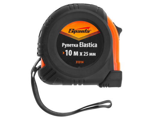 Рулетка Elastica,10 м х 25 мм,обрезиненный корпус Sparta