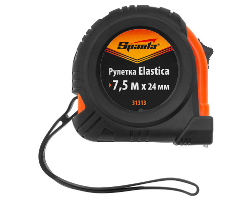 Рулетка Elastica,7,5 м х 24 мм,обрезиненный корпус Sparta