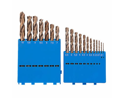 Набор сверл по металлу, 1-10 мм (через 0.5 мм), 19 шт, Р6М5, многогранная заточка, бокс Барс