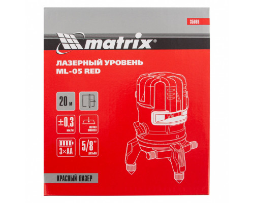 Лазерный уровень ML 05 Red, 20 м, 635 нм, резьба 5/8' Matrix