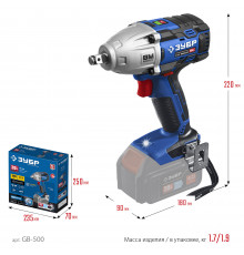 ЗУБР Т7, 20 В, 500 Н·м, без АКБ, бесщеточный гайковерт, Профессионал (GB-500)