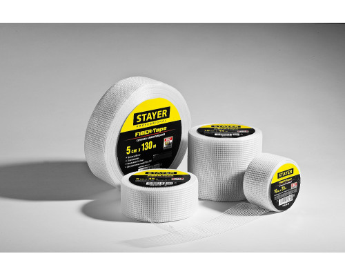 STAYER FIBER-Tape 5см х 90м 3х3 мм, Самоклеящаяся серпянка, PROFESSIONAL (1246-05-90)