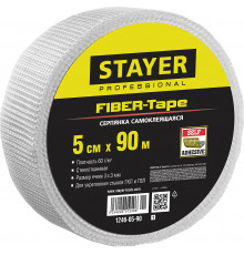 STAYER FIBER-Tape 5см х 90м 3х3 мм, Самоклеящаяся серпянка, PROFESSIONAL (1246-05-90)