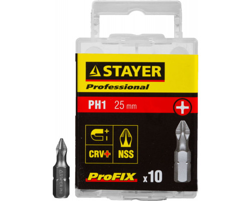 STAYER ProFix PH1 25 мм, 10 шт, Набор бит (26201-1-25-10)