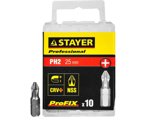 STAYER ProFix PH2 25 мм, 10 шт, Набор бит (26201-2-25-10)