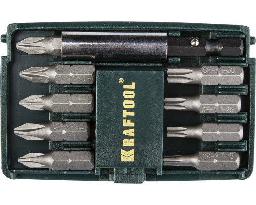 KRAFTOOL Compact-10с магнитным адаптером 10 шт, Набор бит (26130-H10)