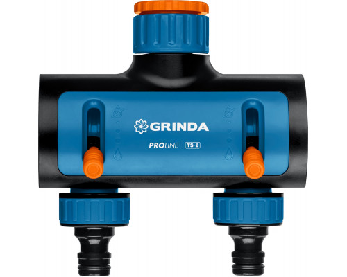 GRINDA TS-2, двухканальный 3/4″-1″ с внутренней резьбой, соединитель с внешней резьбой 3/4″ - 1, поливочный распределитель, PROLine (8-426312)