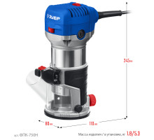 ЗУБР 750 Вт, кромочный фрезер, сумка, 3 основания, Профессионал (ФПК-750Н)