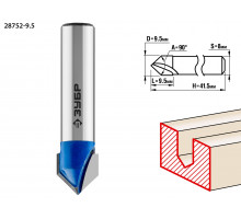 ЗУБР 9.5x9.5мм, угол 90°мм, фреза пазовая галтельная V-образная