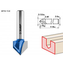 ЗУБР 15.8x16мм, угол 90°мм, фреза пазовая галтельная V-образная