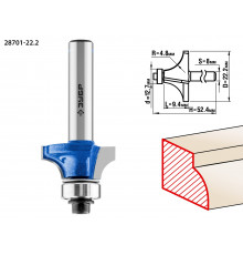 Кромочная калевочная фреза ЗУБР Профессионал №1, 22.2x9.4 мм, радиус 4.8 мм