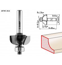 ЗУБР 28,6x13мм, радиус 7.9мм, фреза кромочная калевочная №2