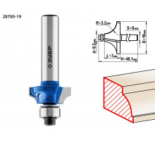 ЗУБР 19x7мм, радиус 3,2мм, фреза кромочная калевочная №1