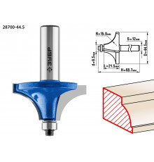 Кромочная калевочная фреза ЗУБР Профессионал №1, 44,5x21.5 мм, радиус 15.9 мм