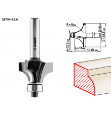 ЗУБР 28,6x16мм, радиус 8мм, фреза кромочная калевочная №1