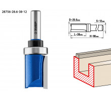 ЗУБР 28,6x38мм, хвостовик 12мм, фреза пазовая прямая с верхним подшипником
