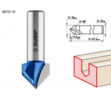 ЗУБР 19x17,5мм, угол 90°мм, фреза пазовая галтельная V-образная