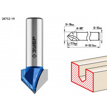 ЗУБР 19x17,5мм, угол 90°мм, фреза пазовая галтельная V-образная