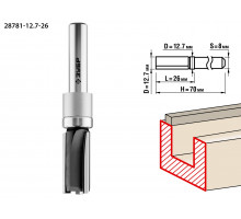 ЗУБР 12.7x26мм, хвостовик 8мм, фреза пазовая прямая с верхним подшипником