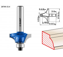 Кромочная калевочная фреза ЗУБР Профессионал №1, 25.4x10.5 мм, радиус 6.3 мм