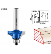 Кромочная калевочная фреза ЗУБР Профессионал №1, 25.4x10.5 мм, радиус 6.3 мм