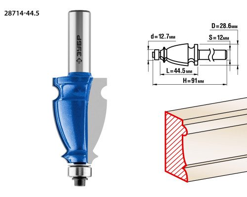 ЗУБР 44,5x28мм, хвостовик 12мм, фреза кромочная фигурная №3