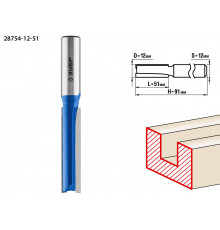 ЗУБР 12x51мм, хвостовик 12мм, фреза пазовая прямая, удлиненная