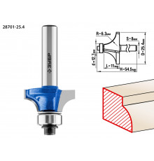 ЗУБР 25.4x11мм, радиус 6.3мм, фреза кромочная калевочная №1