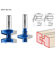 ЗУБР 38.1x28,6мм, хвостовик 12мм, Набор фрез пазо-шиповых