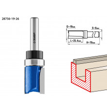 ЗУБР 19x26мм, хвостовик 8мм, фреза пазовая прямая с верхним подшипником