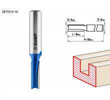 ЗУБР 6x16мм, хвостовик 8мм, фреза пазовая прямая