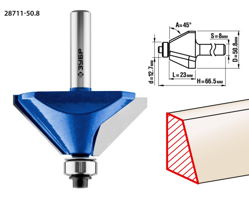 ЗУБР 50,8x27мм, фреза кромочная калевочная(фасочная) №9