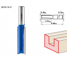 ЗУБР 16x51мм, хвостовик 12мм, фреза пазовая прямая, удлиненная